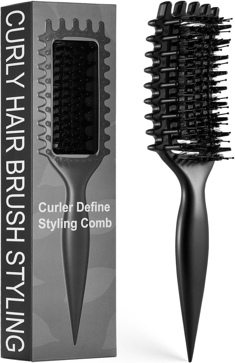 MMBVSZ Curly Hair Brush Candybrush Curl Defining Brush for Detangling Shaping and Defining Curls for Women, Men, Wet & Dry Hair (Black) - Image 1