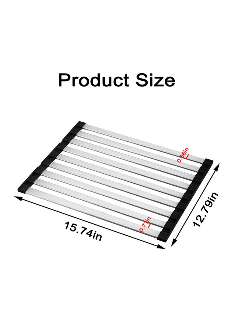 بيت الأناقة رف تجفيف أطباق قابل للطي من أرا هوم لحوض المطبخ، رف تجفيف أطباق فوق الحوض، تخزين على سطح الحوض، غطاء رف تجفيف للحوض، مصفاة من الفولاذ المقاوم للصدأ - Image 3