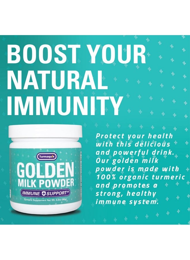 Turmaquik - Organic Golden Milk Turmeric Powder Immune Support (90 Servings) + Superfood Blend Of Ginger Black Pepper Curcumin Cinnamon Cardamom + Vitamins C D B6 B12 Zinc Immunity Boost - Image 1