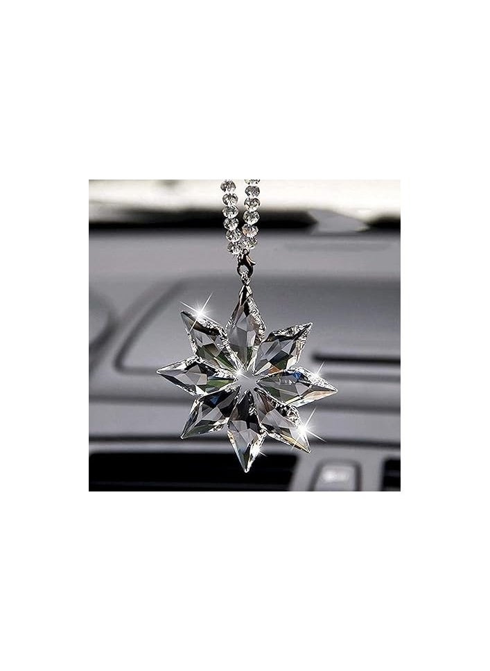 MIRFA Car Rear View Crystal Snowflake Hanging Ornament Pendant  - Image 1