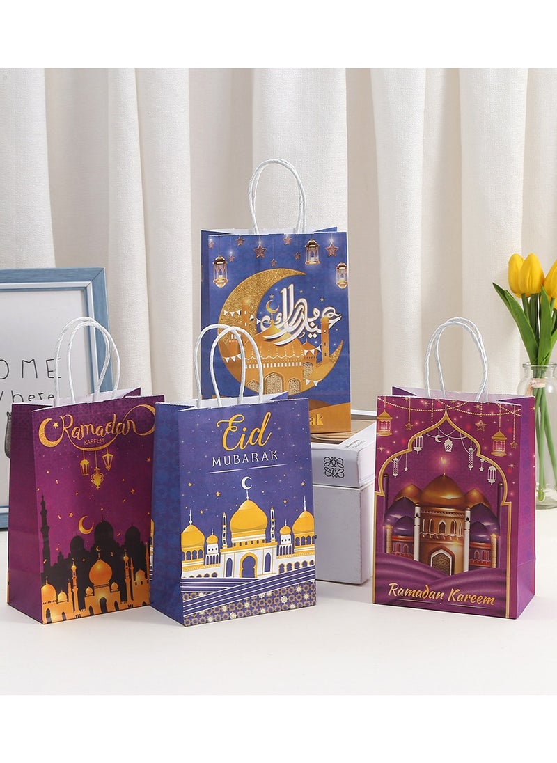 LKTOCAFT - 4 Pieces Kraft Paper Gift Bags for Holidays and Festive Day, Party Bags with Handles for Candy Desserts and Jewelry Gifts, Party Favor Bags and Party Supplies,Medium Size - Image 1