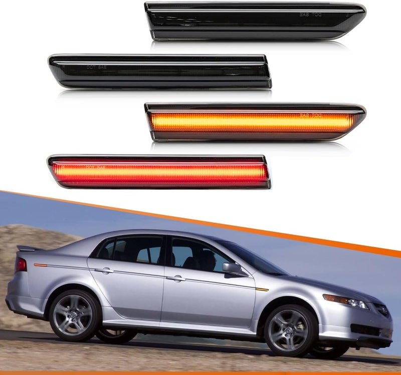 Adiil 4PCS Amber & Red Full LED Front and Rear Side Marker Lights for 2004-2008 Acura TL - Image 1