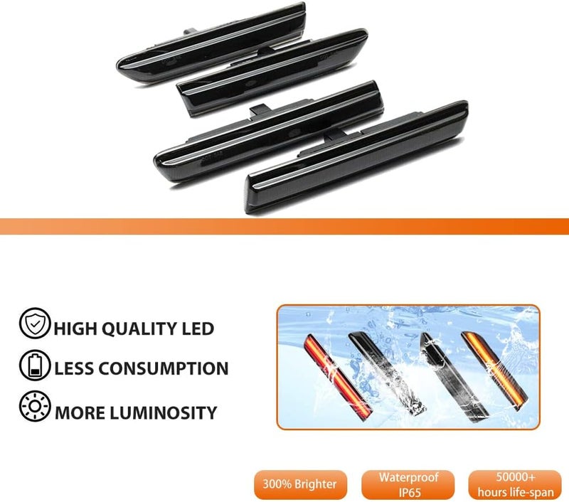 Adiil 4PCS Amber & Red Full LED Front and Rear Side Marker Lights for 2004-2008 Acura TL - Image 2