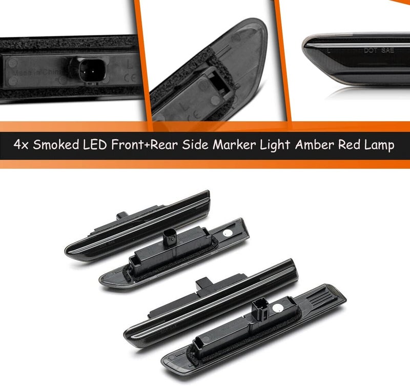 Adiil 4PCS Amber & Red Full LED Front and Rear Side Marker Lights for 2004-2008 Acura TL - Image 3