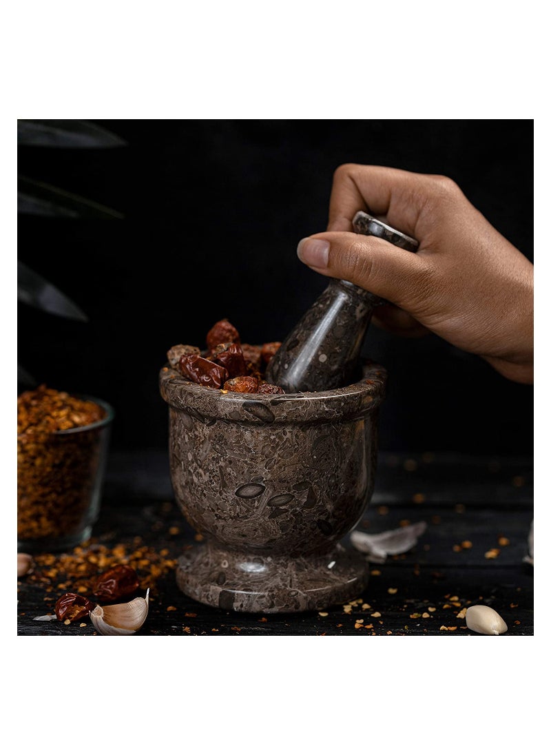 RADICALn - Handmade Oceanic 4 Inches Mortar  And Pestle Granite Marble Crusher - Image 1