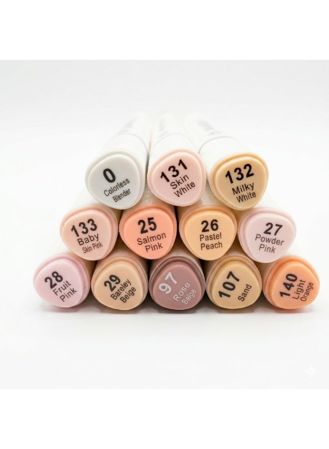 Superior MS-888 Marker Set - 12 Professional Skin Tones & Anime Colors - Dual Tip Blending Markers - Image 1