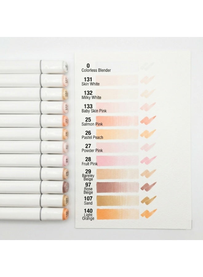 Superior MS-888 Marker Set - 12 Professional Skin Tones & Anime Colors - Dual Tip Blending Markers - Image 5