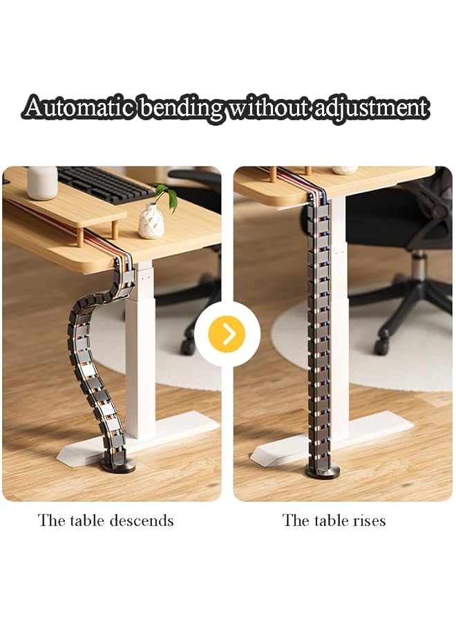 S-TOP Vertebrae Cable Management Spine Kit | Height Adjustable Desk Quad Entry Wire Organizer（silvery） - Image 2