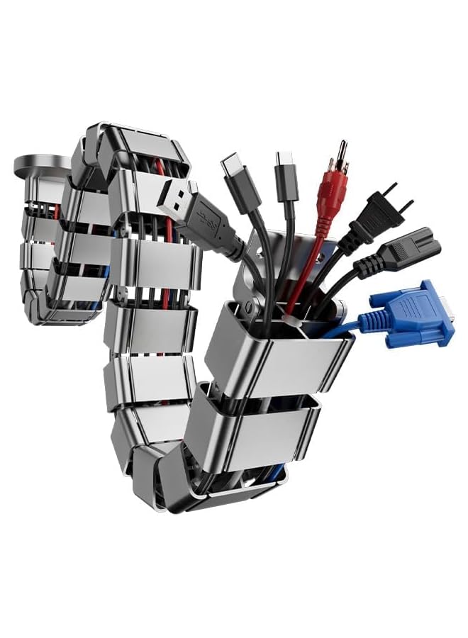 S-TOP Vertebrae Cable Management Spine Kit | Height Adjustable Desk Quad Entry Wire Organizer（silvery） - Image 1