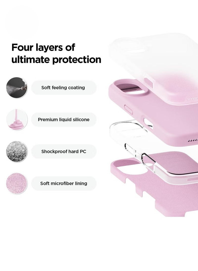 إيف حافظة سيليكون سائلة باللون الوردي الساخن لهاتف iPhone 16 Plus - حماية نحيفة مقاومة للصدمات لكامل الجسم مع بطانة ناعمة من الألياف الدقيقة - Image 3