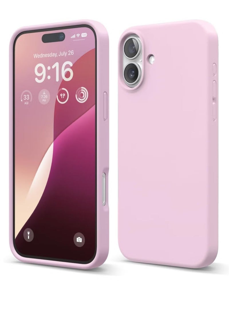 إيف حافظة سيليكون سائلة باللون الوردي الساخن لهاتف iPhone 16 Plus - حماية نحيفة مقاومة للصدمات لكامل الجسم مع بطانة ناعمة من الألياف الدقيقة - Image 5