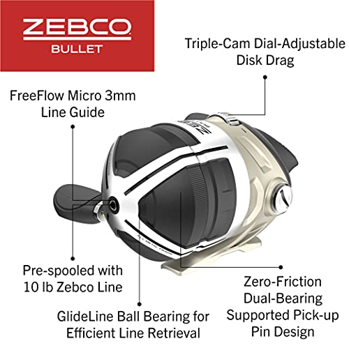 Zebco Bullet MG Spincast Fishing Reel, Size 30 Reel, Ultra-Lightweight Magnesium Body, Changeable Right- or Left-Hand Retrieve, Oversized Non-Slip Handle Knob, Dark Silver, Clam Packaging - Image 4