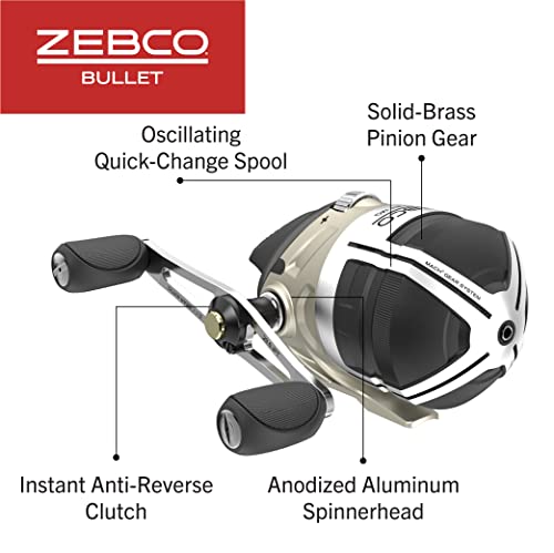 Zebco Bullet MG Spincast Fishing Reel, Size 30 Reel, Ultra-Lightweight Magnesium Body, Changeable Right- or Left-Hand Retrieve, Oversized Non-Slip Handle Knob, Dark Silver, Clam Packaging - Image 5