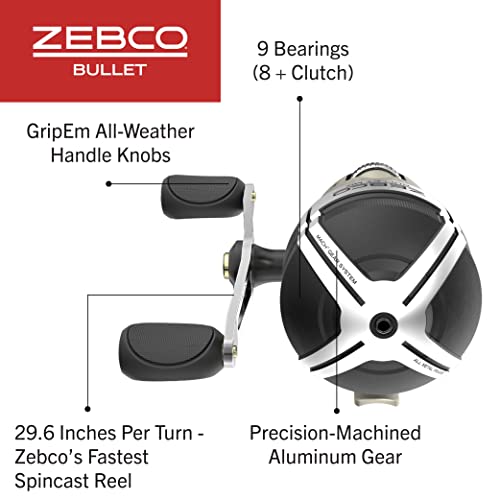 Zebco Bullet MG Spincast Fishing Reel, Size 30 Reel, Ultra-Lightweight Magnesium Body, Changeable Right- or Left-Hand Retrieve, Oversized Non-Slip Handle Knob, Dark Silver, Clam Packaging - Image 3