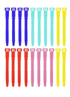 SYOSI Cord Organizers 4.5 Inch Reusable Wire Ties Cord Organizer Straps Elastic Silicone Cord Organizer Cable Straps for Cords Phone Charging Cable Wire Labels Headphones 20pcs (5 Colors)  - Image 1