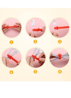 SYOSI Cord Organizers 4.5 Inch Reusable Wire Ties Cord Organizer Straps Elastic Silicone Cord Organizer Cable Straps for Cords Phone Charging Cable Wire Labels Headphones 20pcs (5 Colors)  - Image 5