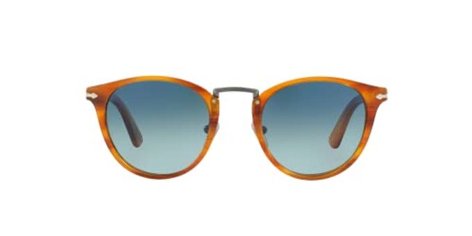 Persol Po3108S Round Sunglasses, Striped Brown/Blue Gradient Polarized, 49 Mm - Image 3