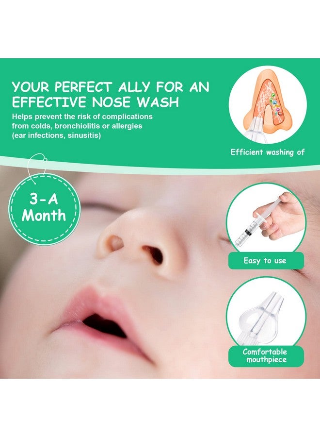 Aolso Baby Nasal Irrigator, 2PCS Nasal Syringe for Baby, Syringe Nasal Irrigator with Tweezers & Cleaning Brush, Baby Nasal Aspirator with Silicone Nasal Suction Tips Portable Baby Nasal Syringe - Image 4