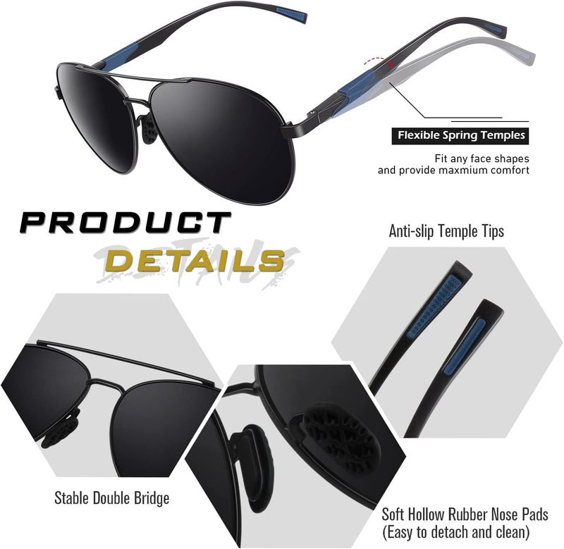 GQUEEN Classic Military Style Pilot Polarized Sunglasses Spring Hinges Al-Mg for mens womens MOS1 - Image 4
