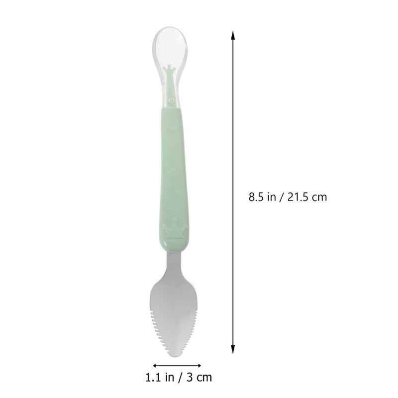 Double Head Baby Spoon Set Silicone Feeding Training Spoon Green - Image 5