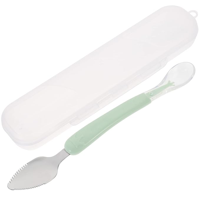 Double Head Baby Spoon Set Silicone Feeding Training Spoon Green - Image 1