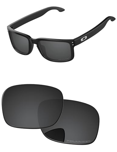 PapaViva Replacement Lenses for Oakley Holbrook OO9102 Sunglass Solid Black Polarized - Image 1