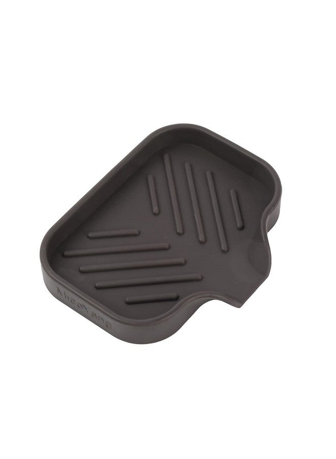 MicoYang Silicone Bathroom Soap Dishes with Drain Spout-Bathroom and Kitchen Sink Organizer,Sponge Holder,Dish Soap Tray,Perfect for Dispenser,Scrubber,Bottle,Cup on Sink or Counter-Coffee 4.9"×3.2" - Image 1