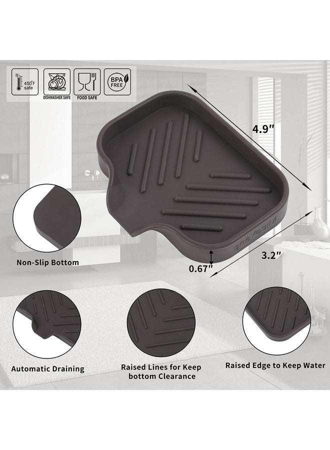 MicoYang Silicone Bathroom Soap Dishes with Drain Spout-Bathroom and Kitchen Sink Organizer,Sponge Holder,Dish Soap Tray,Perfect for Dispenser,Scrubber,Bottle,Cup on Sink or Counter-Coffee 4.9"×3.2" - Image 2