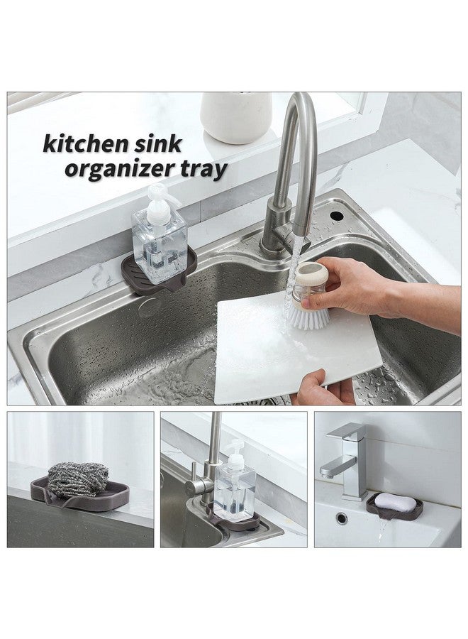 MicoYang Silicone Bathroom Soap Dishes with Drain Spout-Bathroom and Kitchen Sink Organizer,Sponge Holder,Dish Soap Tray,Perfect for Dispenser,Scrubber,Bottle,Cup on Sink or Counter-Coffee 4.9"×3.2" - Image 4
