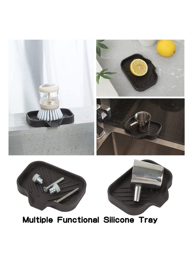 MicoYang Silicone Bathroom Soap Dishes with Drain Spout-Bathroom and Kitchen Sink Organizer,Sponge Holder,Dish Soap Tray,Perfect for Dispenser,Scrubber,Bottle,Cup on Sink or Counter-Coffee 4.9"×3.2" - Image 5