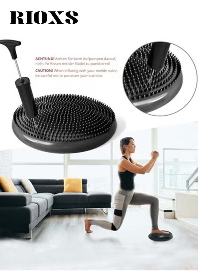 RIOXS Yoga Balance Mat Massage MatInflatable Air Stabilisation Swing Mat with Pump Burst Proof Inflatable Sports Fitness Core Balance Mat for Better Seating Therapy Sensory Cushion  - Image 2