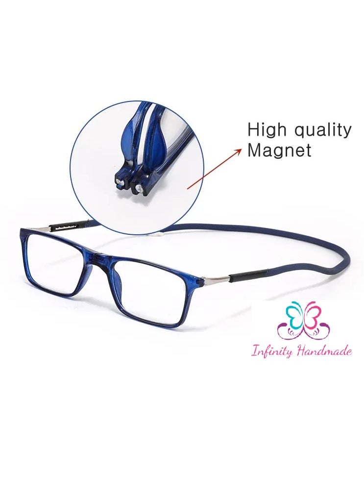Generic Portable Magnetic Reading Glasses for Unisex Reading Glasses with Magnet Hang on Neck, Presbyopia Glasses, Comes with a special eyeglasses case and a free cotton handkerchief, Exclusive from Seller INFINITY-HANDMADE Only  - Image 2