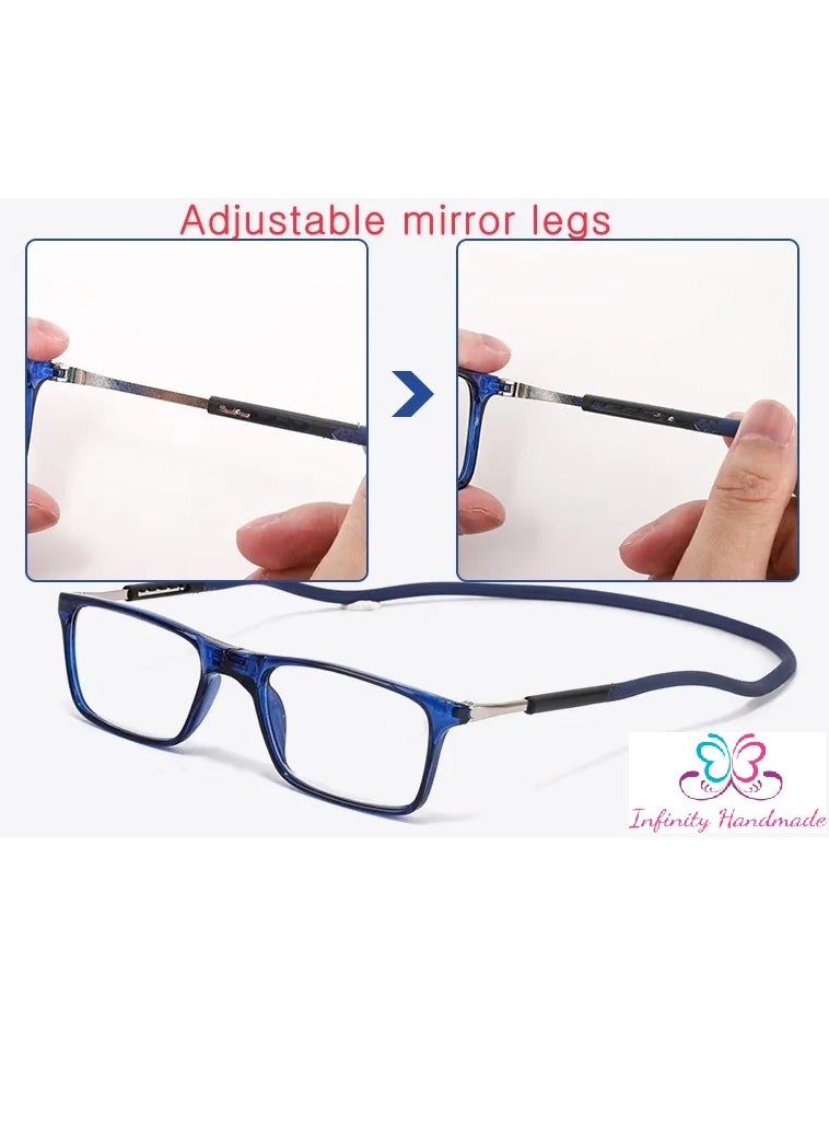 Generic Portable Magnetic Reading Glasses for Unisex Reading Glasses with Magnet Hang on Neck, Presbyopia Glasses, Comes with a special eyeglasses case and a free cotton handkerchief, Exclusive from Seller INFINITY-HANDMADE Only  - Image 3