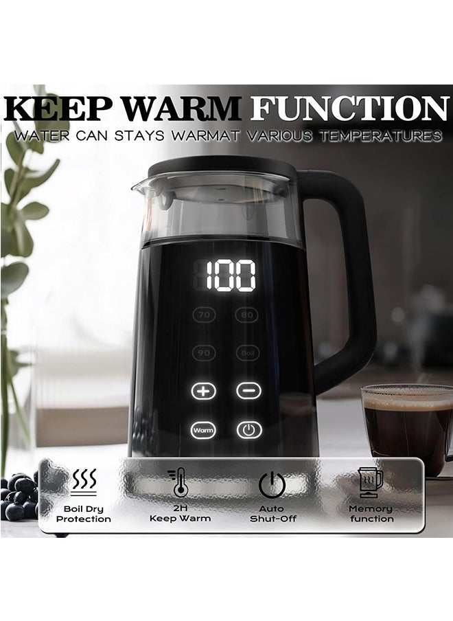 CONOYAR Electric Kettle 2200W Fast Water Boiler, 1.7L Glass Kettle With 4 Temperature Options For LED Touch Screen, Double Wall Anti Scald boiler Up To 2H Keep Warm For Home, Auto Shut Off - pzsku/Z0381D1E5C285057FA32BZ/45/_/1724394165/d9c0ad33-d5ec-411a-b637-b9de753381d8