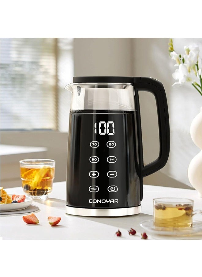 CONOYAR Electric Kettle 2200W Fast Water Boiler, 1.7L Glass Kettle With 4 Temperature Options For LED Touch Screen, Double Wall Anti Scald boiler Up To 2H Keep Warm For Home, Auto Shut Off - pzsku/Z0381D1E5C285057FA32BZ/45/_/1724394195/c1036cf8-8319-4ef0-b33d-748e6e05cb14