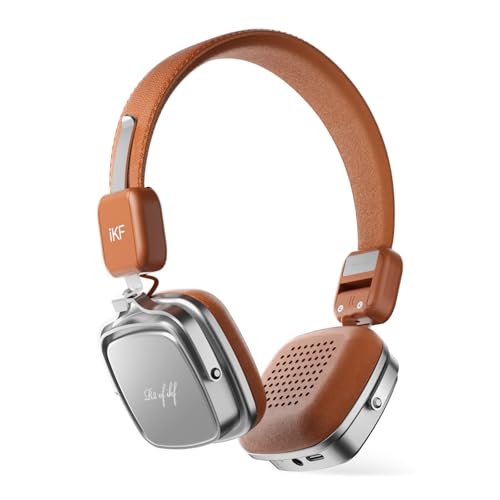 iKF R2 Retro Classic Wireless Headphones,On Ear Headset,Ergonomic Design,40mm Drivers, ENC Clear Call, Bluetooth & Wired Dual Mode, 60H Playback,Throwback 80s 90s,OOTD(Brown) - Image 1