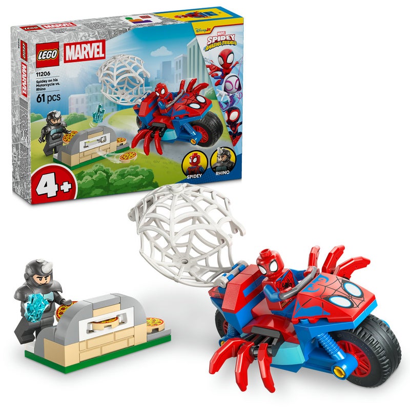 LEGO Marvel Spidey on his Motorcycle vs. Rhino Toy 11206 (Age 4+, 61 Pieces) - Image 1