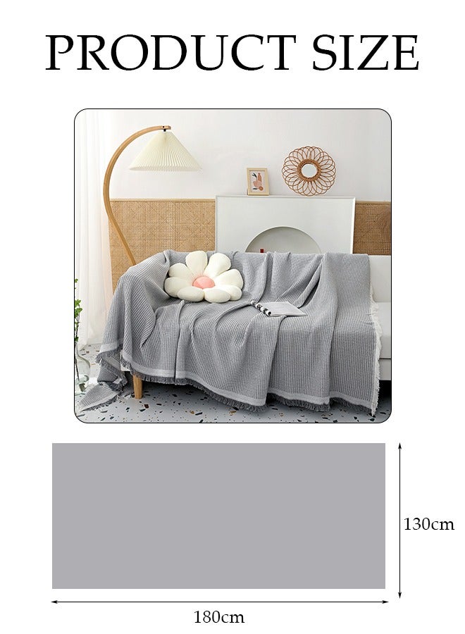 DUNISO Simple Sofa Cover，Sofa Towel,Simple style Wrap-Up Sofa Cover, All-Season Sofa Blanket of Sofa Cover One Piece Bedding Easy to Take Care of Multi-functional Blanket Shawl Sofa Towel  130*180cm（grey) - Image 2