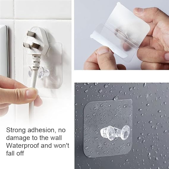 Abhaymart Adhesive Hook Multifunctional Power Plugs Socket Holder Free Punching Adhesive Hook Power Stickers Wall Mounted Transparent Wall Plug Hook for Keys Towel Kitchen Plug Hook15 - Image 3