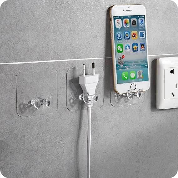 Abhaymart Adhesive Hook Multifunctional Power Plugs Socket Holder Free Punching Adhesive Hook Power Stickers Wall Mounted Transparent Wall Plug Hook for Keys Towel Kitchen Plug Hook15 - Image 4