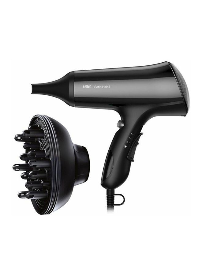 Satin Hair 5 Dryer With Diffuser Set Black/Grey