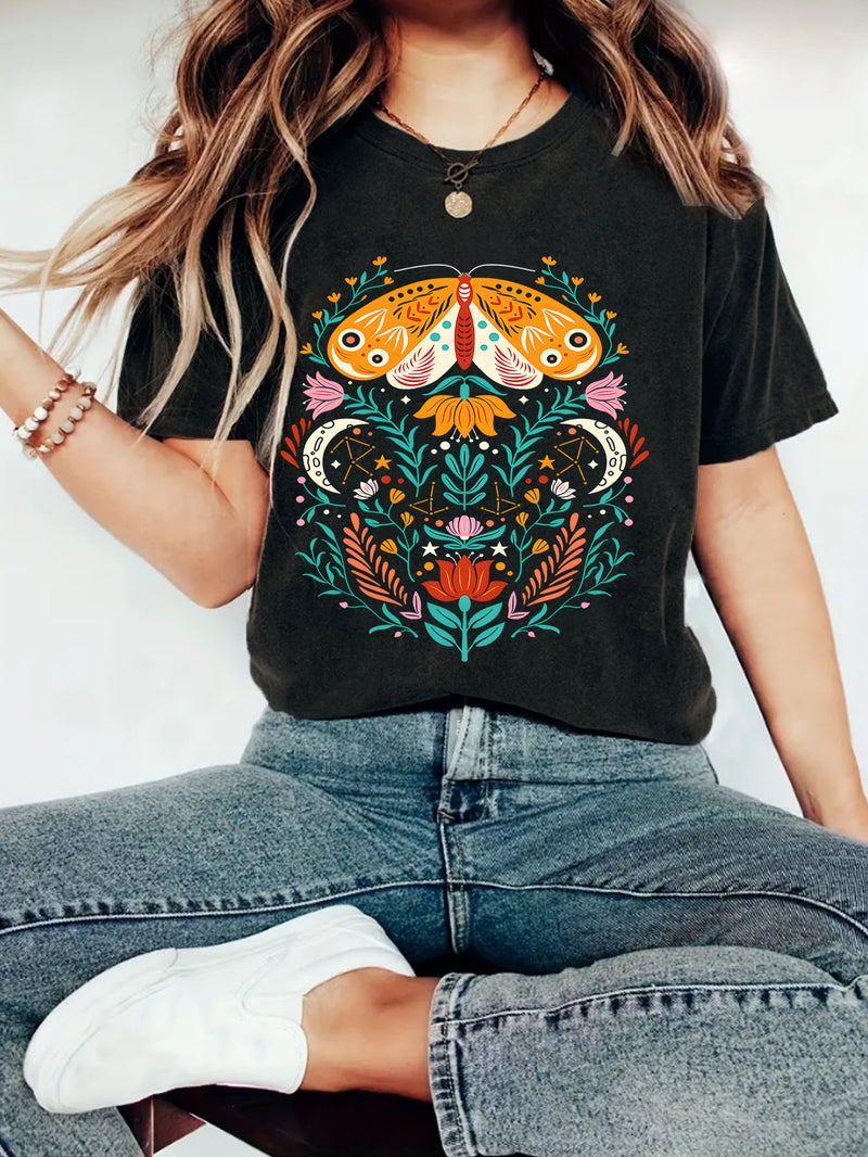 Summer Women'S Butterfly Pattern Printing Round Neck Short Sleeve Casual Fashion Explosions T-Shirt - Image 4