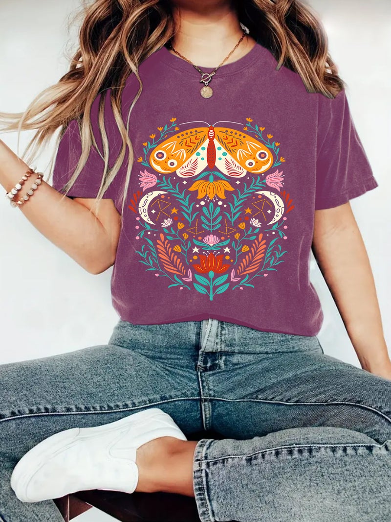 Summer Women'S Butterfly Pattern Printing Round Neck Short Sleeve Casual Fashion Explosions T-Shirt - Image 5