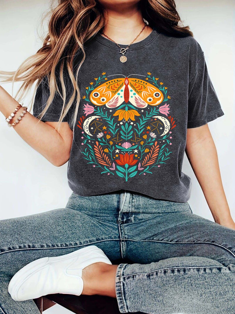 Summer Women'S Butterfly Pattern Printing Round Neck Short Sleeve Casual Fashion Explosions T-Shirt - Image 2