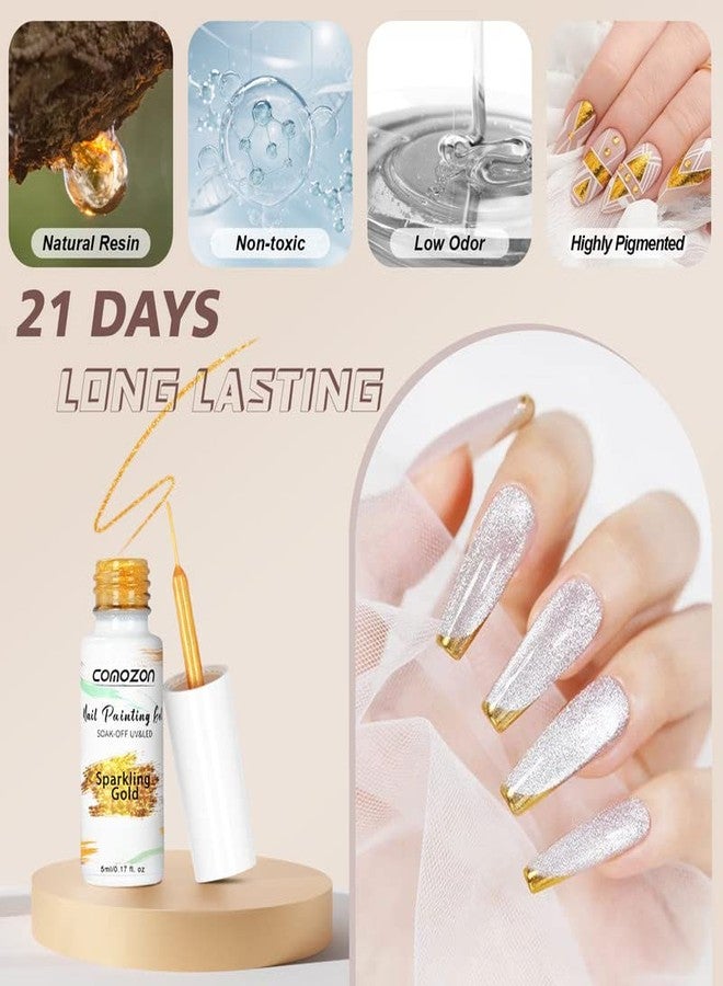 comozon Gel Polish Gel Liner Nail Polish Set-12 Colors Gel Nail Art Polish for Swirl French Nails, Built-in Thin Brush in Bottle for Nail Art Painting Drawing Nail Designs Polish, Gift Set for Women Girls - Image 3