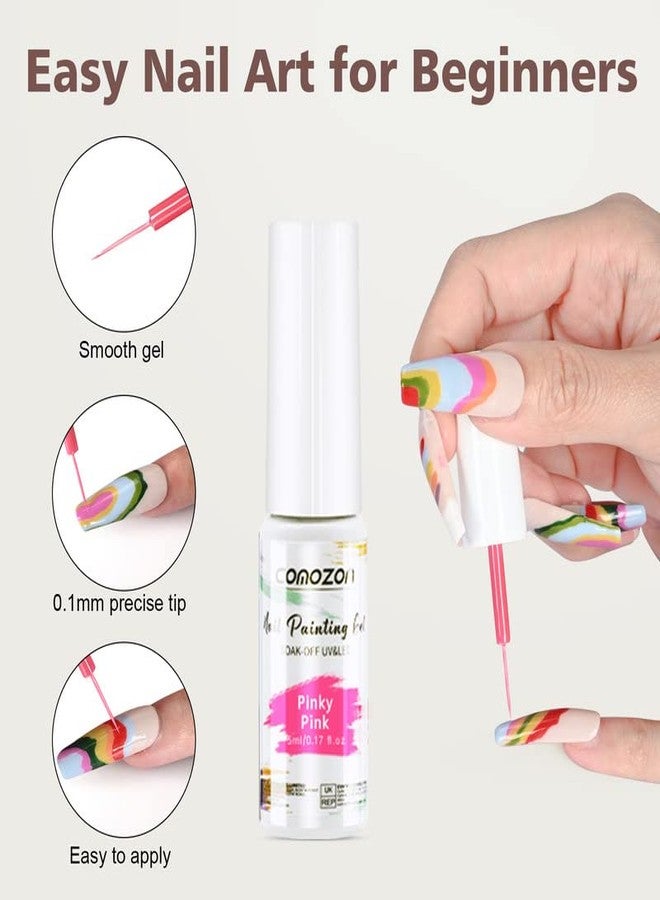 comozon Gel Polish Gel Liner Nail Polish Set-12 Colors Gel Nail Art Polish for Swirl French Nails, Built-in Thin Brush in Bottle for Nail Art Painting Drawing Nail Designs Polish, Gift Set for Women Girls - Image 4