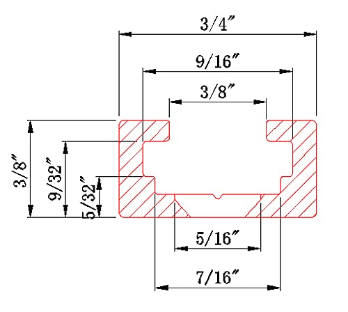 STRONGROWTH T Track 24" with Wood Screws-Double Cut Profile Universal T-Track with Predrilled Mounting Holes- Woodworking-Fine Sandblast Anodized-Red Color-2PK - Image 3
