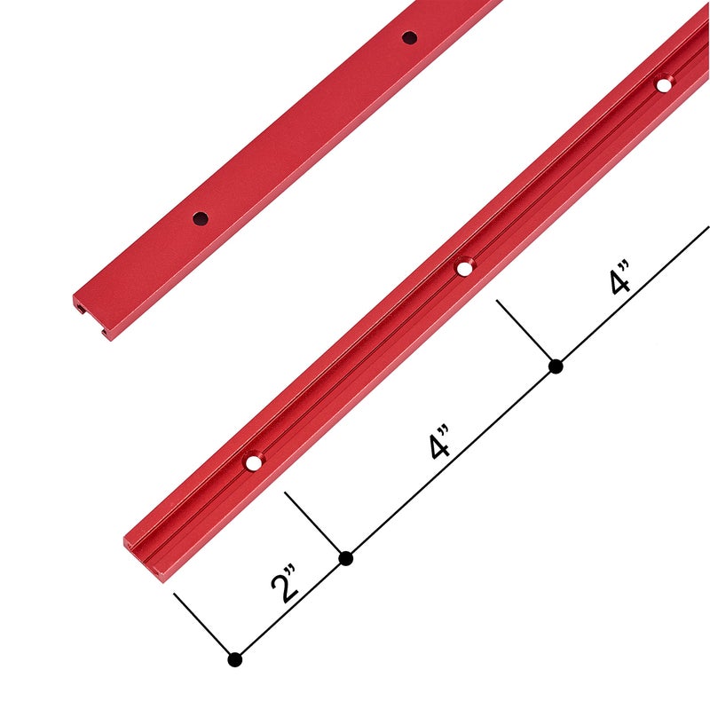 STRONGROWTH T Track 24" with Wood Screws-Double Cut Profile Universal T-Track with Predrilled Mounting Holes- Woodworking-Fine Sandblast Anodized-Red Color-2PK - Image 2