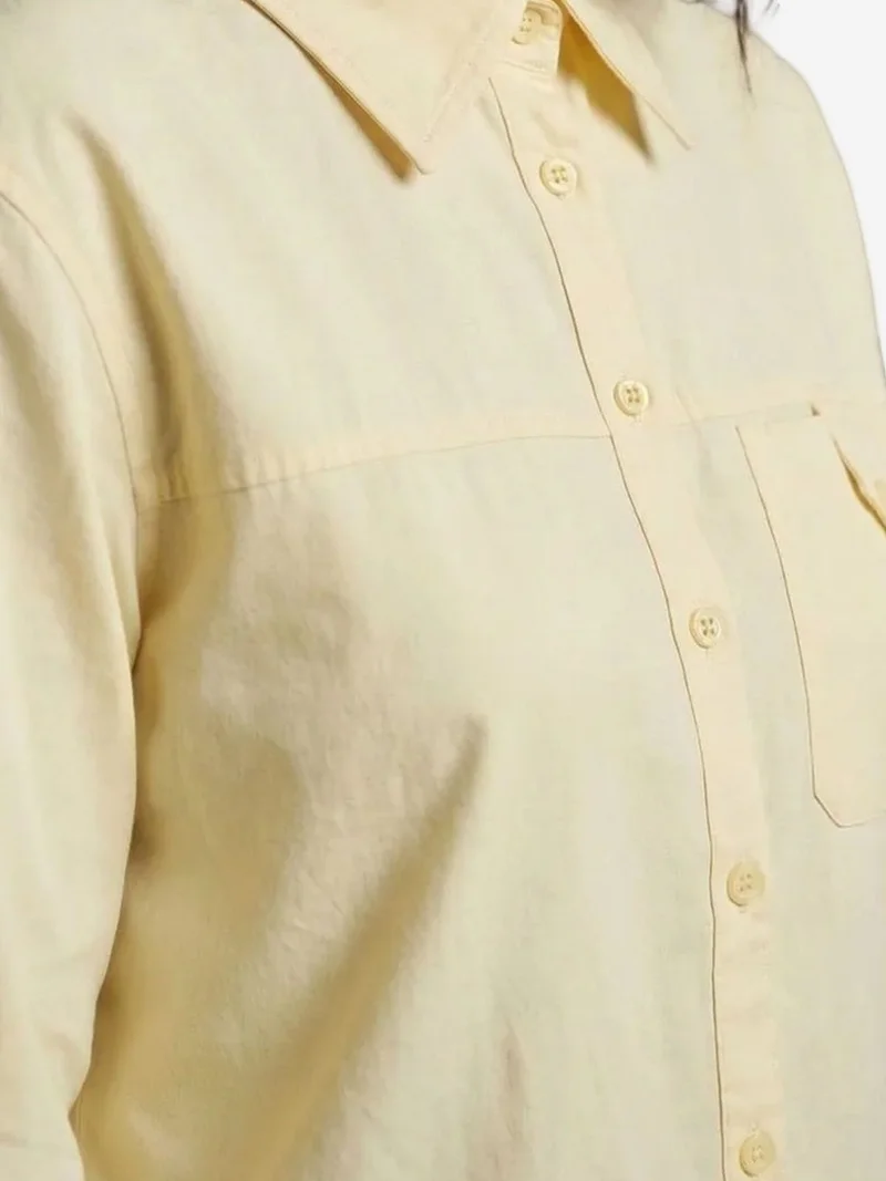My Fashion Lemon Yellow MY FASHION Long Cotton Textured Shirt for Women | Best Price UAE