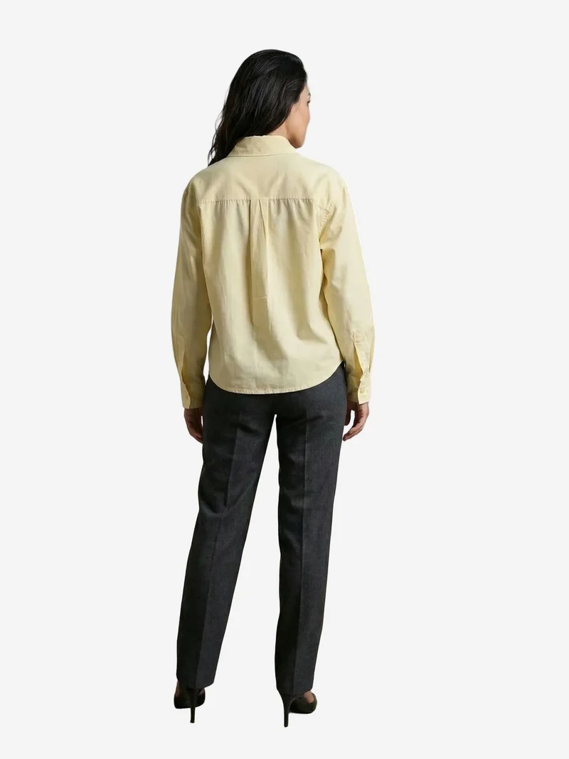 My Fashion Lemon Yellow MY FASHION Long Cotton Textured Shirt for Women | Best Price UAE